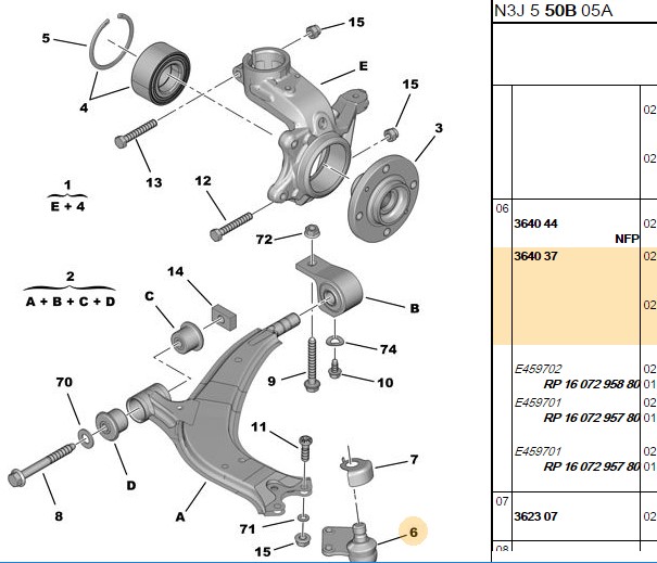 PSA 16 mm Konili Alt Rotil - Peugeot 306, Citroen C5, Xsara İçin