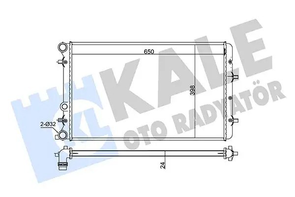 KALE Skoda Fabia, VW Polo ve Seat Cordoba Mekanik Şanzımanlı Su Radyatörü 650×398×24 mm