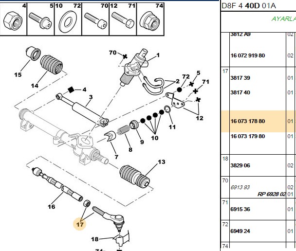 EUROREPAR Peugeot 406 2.0 ve 2.0 Hdi Sağ Rot Başı M16x1.5