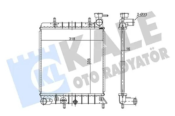 KALE Hyundai Accent 1.5 ve Accent 1.3 Su Radyatörü 335x318x16 mm