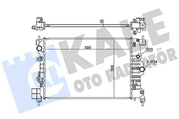 KALE Opel Mokka 1.6 Soğutma Kanatçıkları Lehimlenmiş Radyatör 580×388×16 mm
