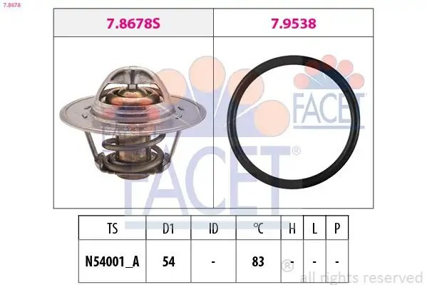 FACET Seat Ibiza, Skoda Fabia, Volkswagen Polo 1.4 16V Termostat 83 °C