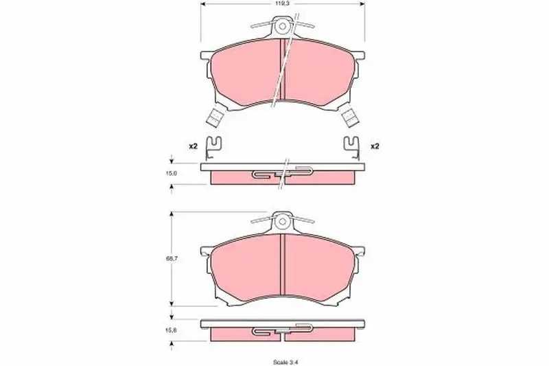 TRW Mitsubishi Carisma 1.6 Ön Fren Balatası 119,3 mm
