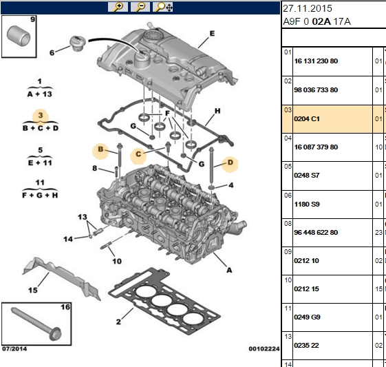 PSA Silindir Kapak Saplaması (Opel Astra L 1.6 16V)