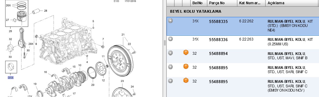 Kol Yatağı (OPEL Astra J, Meriva 1.6 CDTI)