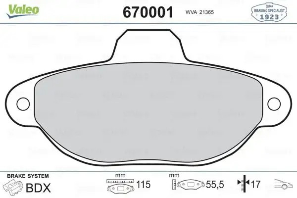VALEO Fiat Panda 1.2, Punto 1.2 ve 500 1.2 Ön Fren Balatası 115 mm