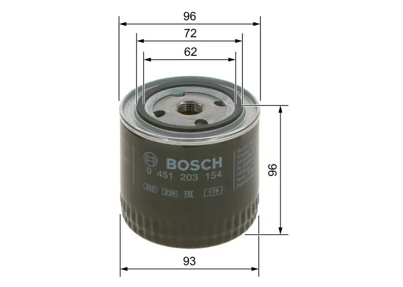 BOSCH Toyota Hilux, Jeep Grand Cherokee 2.8 Yağ Filtresi 93 mm