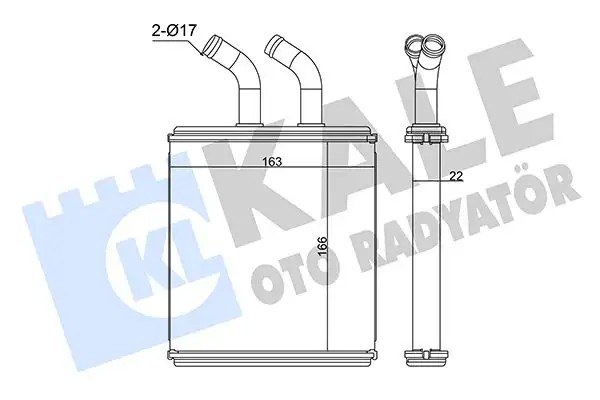 KALE 166×163×22 mm Alüminyum Soğutma Kanatçıkları Lehimlenmiş Kalorifer Radyatörü