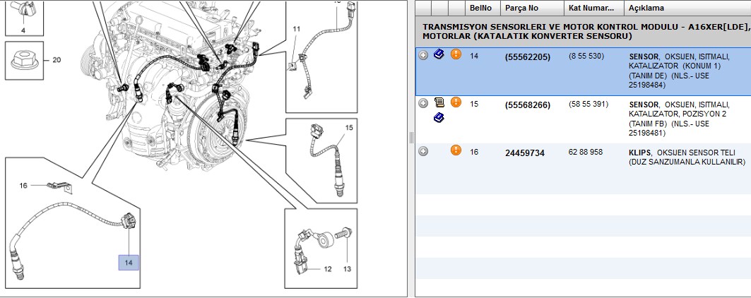 AKD Opel Astra J ve Mokka A16XER Isıtılmış Lambda Sensörü 548 mm
