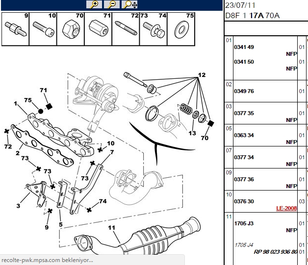 Egzoz Manifold Contası Nikel Kaplı 0.40 mm (106, 206, Partner, Berlingo, C3, XSARA 1.4 8V TU3JP)