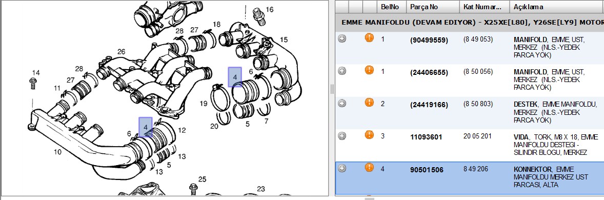 Hortum Emme Manifold Ara Borusu X25XE Vectra B