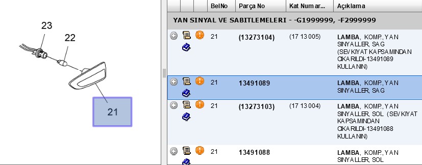PSA Yeni No: YQ00011480 Oem: 13491089