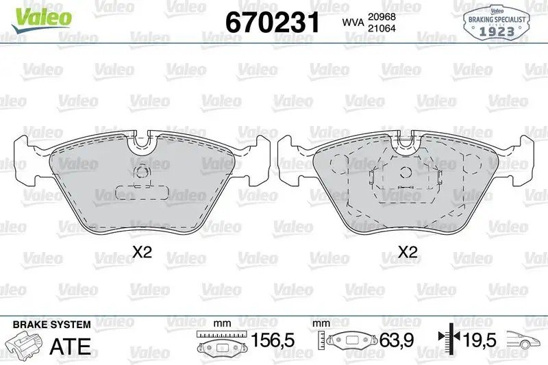 VALEO BMW X3 2.0d ve X3 20d Ön Fren Balatası 157 mm