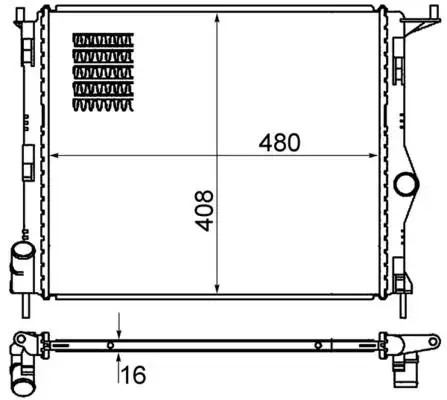 MAHLE Dacia Sandero ve Logan 1.6 Su Radyatörü 480×408×16 mm Klimasız İçin