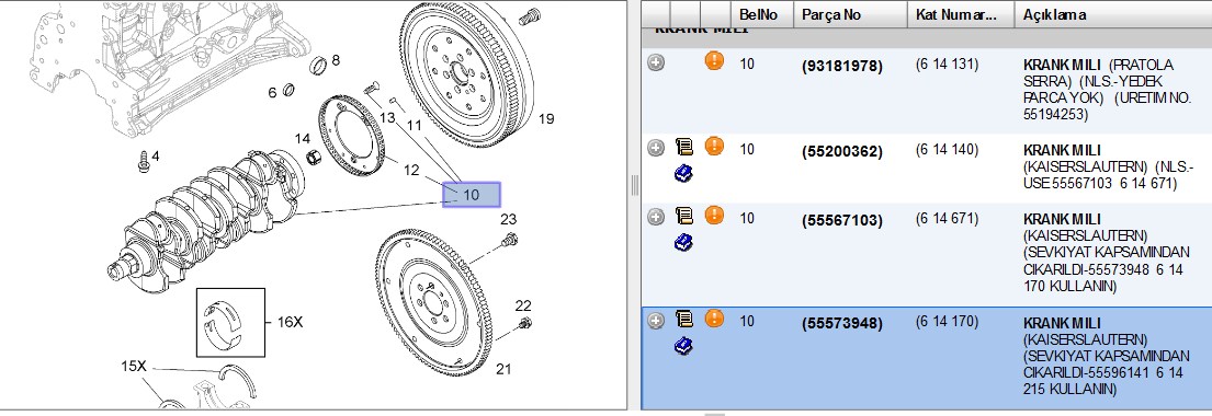 KRANK MILI INSIGNIA A ASTRA J ASTRA H Z19DTH A20DTH A20DTR A20DTC A20DTE (614215)