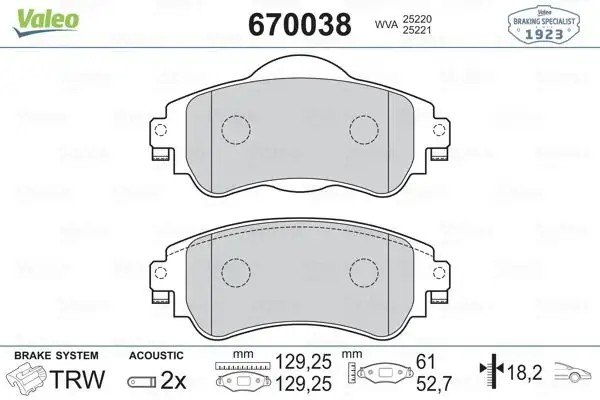 VALEO Citroen C4 ve DS4 Ön Fren Balatası 129 mm