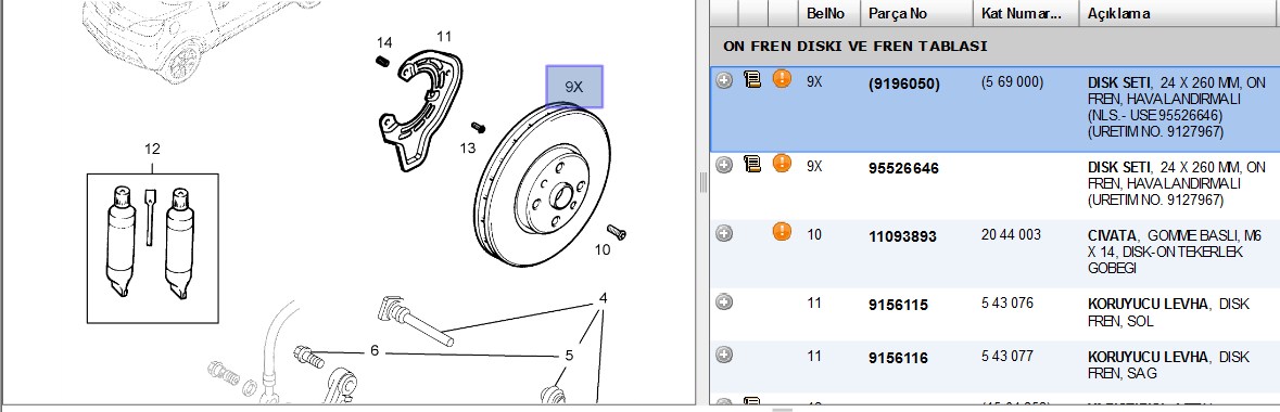 FREN DISKI ON (5D 260 MM) OPEL CORSA C TIGRA MERIVA  00-09