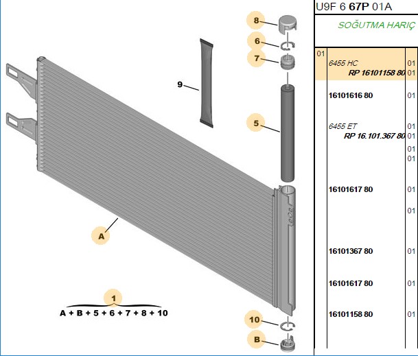 KLIMA RADYATORU 725×288X16 BRAZING AL/AL KURUTUCULU PEUGEOT BOXER - CITROEN JUMPER 2.2/3.0HDI - FIAT DUCATO 2.2/3.0JTD 06- MT