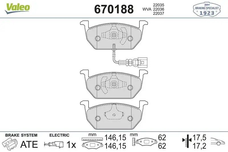 VALEO Audi A3 Volkswagen Golf VII Seat Leon Skoda Octavia III Ön Fren Balatası