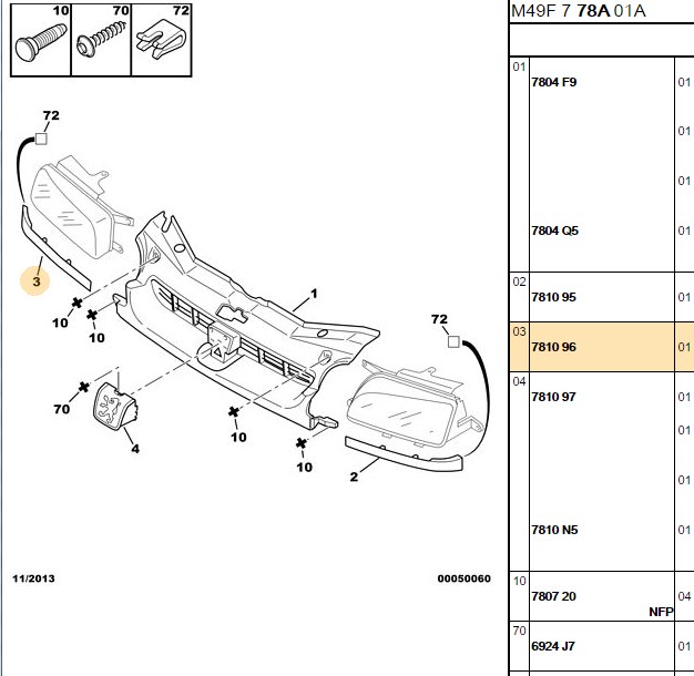 BİTAPART Far Alt Kaskosu Sağ (Peugeot Partner, Citroën Berlingo 97-01)