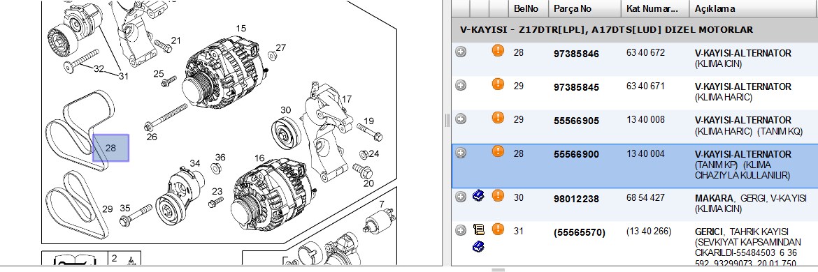 V KAYISI 6PK1718 A17DTC ASTRA J (1340004)