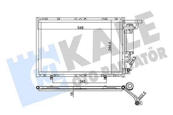KALE Ford Fiesta ve B-Max Klima Radyatörü 548×344×16 mm Kurutuculu