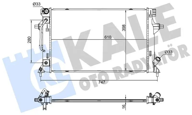 KALE Hyundai Elantra 1.6 Klima Radyatörü 610×398×16 mm