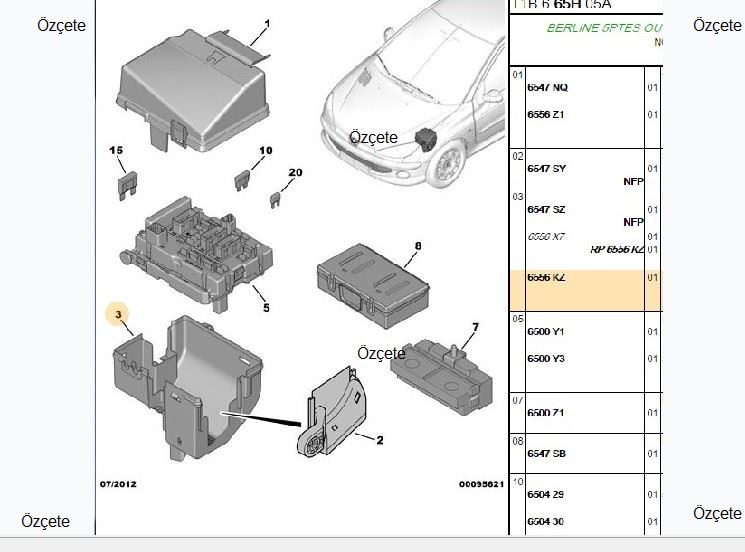 BİTAPART Sigorta Kutu Kapak Alt Orjinal Peugeot 206 206+