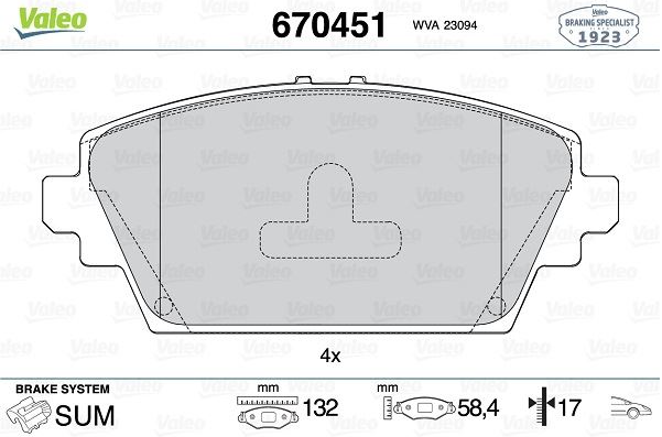 VALEO Ön Fren Balatası (NISSAN ALMERA TINO 1.8/2.0/2.2D 04/0)