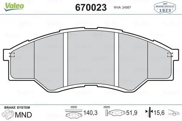 VALEO Toyota Hilux 2.5 Ön Fren Balatası 140 mm