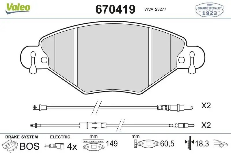 VALEO Citroen C5 2.0 Hdi ve 1.6 Hdi Ön Fren Balatası 149 mm