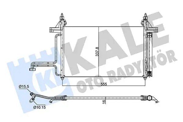KALE Fiat Stilo 1.6 Klima Radyatörü 535×337.8×16 mm Alüminyum Kurutuculu