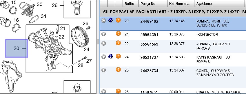LPR Opel Corsa C-D ve Astra G-H 1.2-1.4 Su Pompası Devirdaim