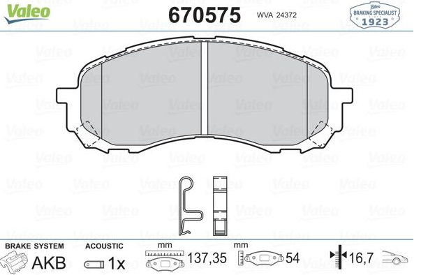 Valeo Fren Balatası Ön (137 mm) (Subaru Impreza Kombi 08-)