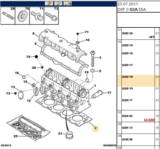 SILINDIR KAPAK CONTA (4D 1.48 MM) PEUGEOT PARTNER EM EXPERT EM BOXER EM CITROEN BERLINGO EM 1.9 TUBO XUD9T