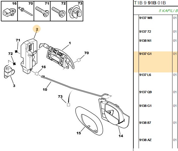 KAPI KİLİDİ ARKA SOL P206
