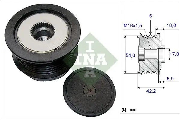 INA Alternatör Kasnağı 6 Kanal 18 mm - 1202115 için
