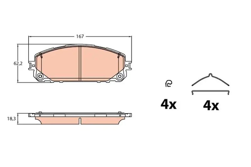 TRW Jeep Cherokee 2.0 Ön Fren Balatası 167 mm