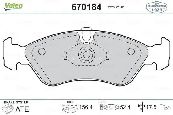 VALEO Opel Astra F ve Vectra A Ön Fren Balatası 157 mm