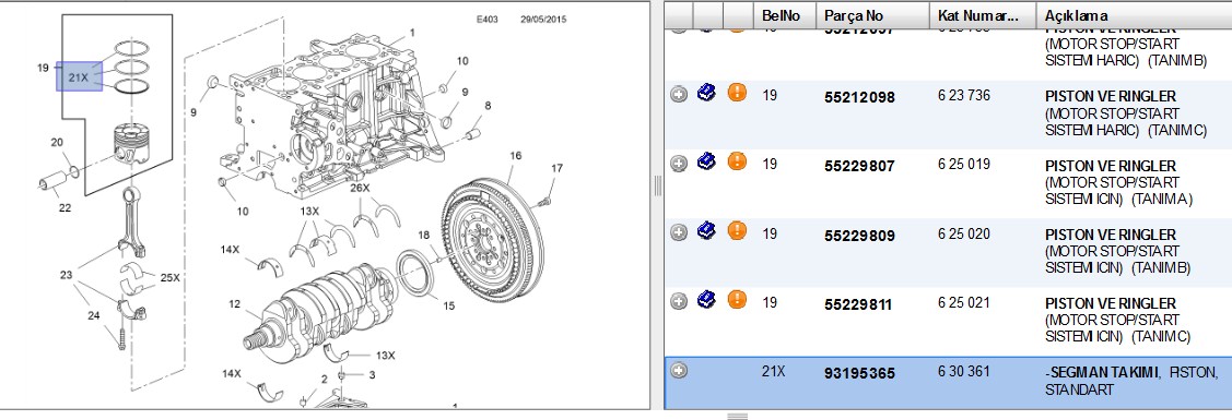 Piston 69.60 mm (Std) (OPEL Astra H/J, Corsa D/E, Fiat Doblo/Fiorino, Peugeot Bipper 1.3 Multijet)