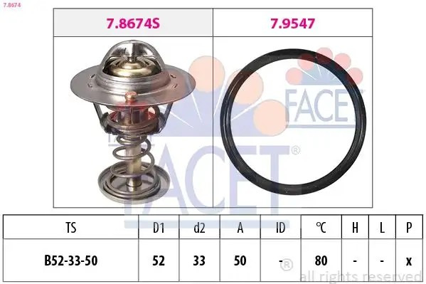 FACET Peugeot 107 1.0 ve Toyota Yaris 1.0 Termostat 80 °C