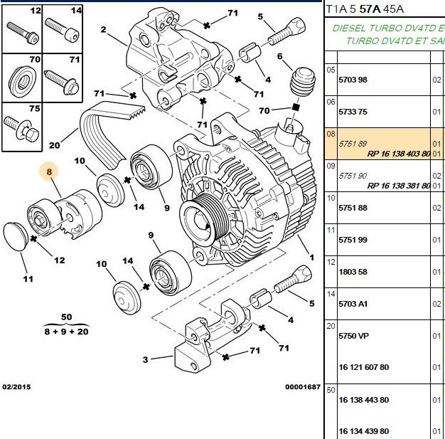 Alternatör Gergi Kiti (206 XSARA FIESTA 1.4HDİ 407 BERLINGO C5 1.6 HDİ (Klimalı))