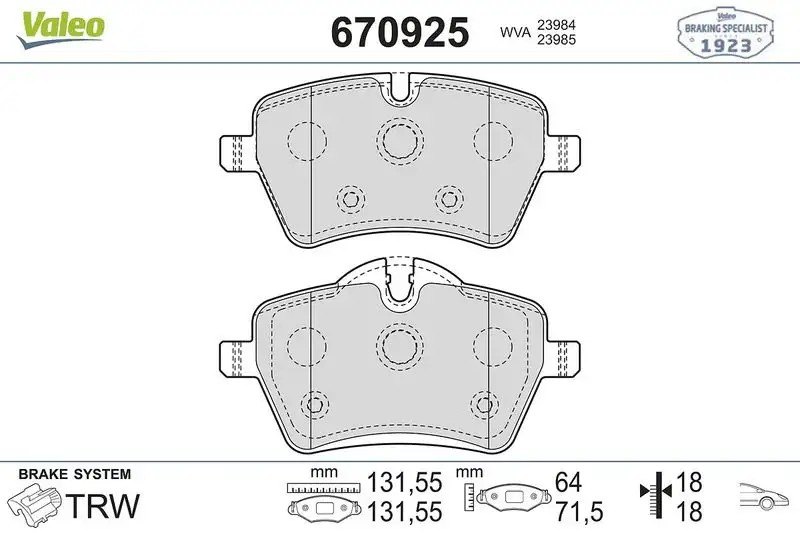 VALEO R56 R60 R55 Ön Fren Balatası 131 mm