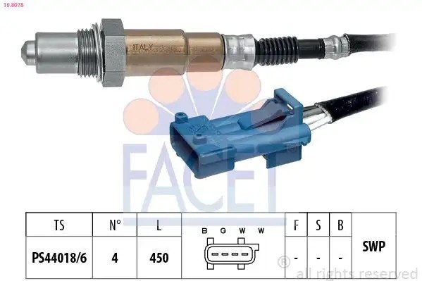 FACET Dacia Dokker, Sandero, Logan ve Chevrolet Spark için Oksijen Sensörü 450 mm