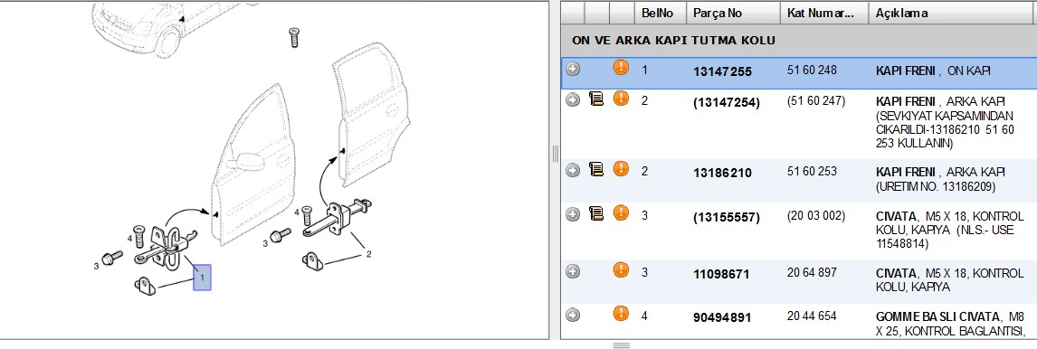 Kapı Gergisi Ön (Opel Meriva A)