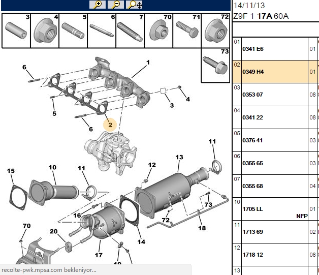 PSA Eksoz Manifold Contası (307, 406, 607, 806, Partner, M59, Expert, C4, C5, C8, Berlingo, Jumpy, 1)