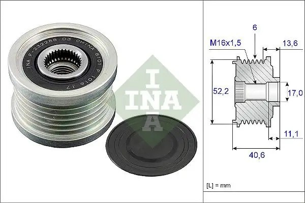 INA Nissan X-Trail 2.0 ve Primera 2.0 Rulmanlı Alternatör Kasnağı 13,3 mm Oluk Mesafesi