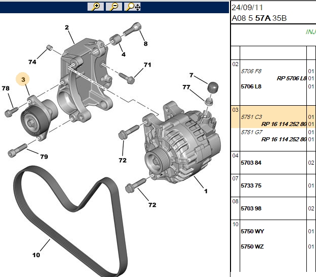 Alternatör (V Kayışı) Rulmanı (Peugeot P307, P207, P1007, Citroën C2, C3, C3 II, C3, C4 Pluriel, ET3J4 14 16V, P301, Elysee, P308 16 16V TU5JP4)