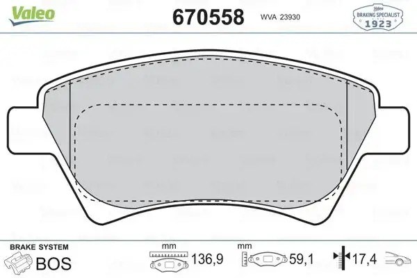 VALEO Renault Scenic ve Megane 1.6 Ön Fren Balatası 59,1 mm
