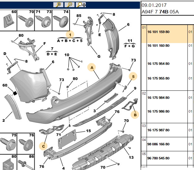 PSA Arka Tampon Peugeot P2008 (A94F)